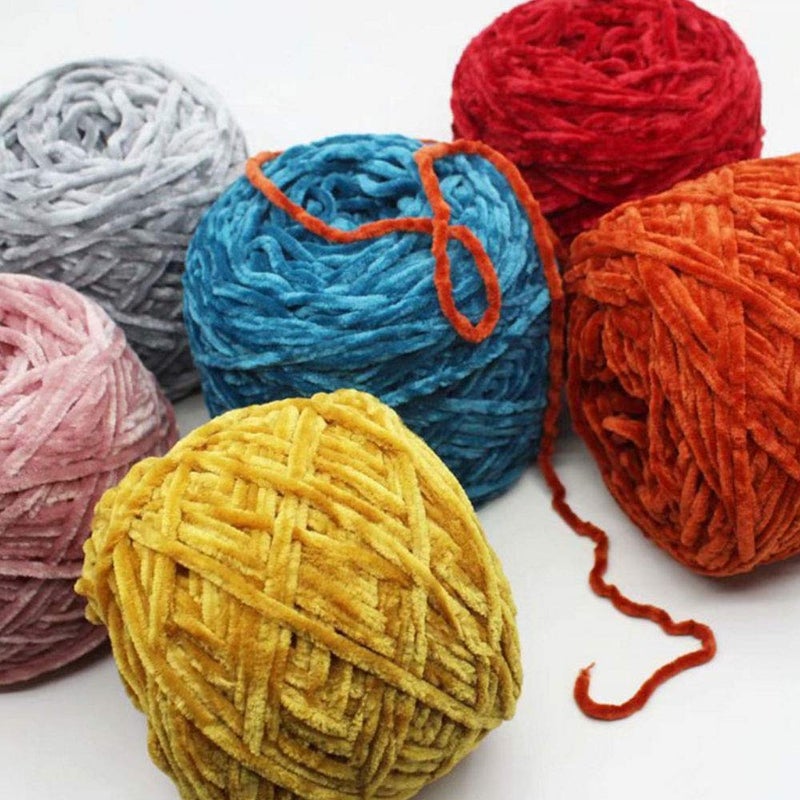 Clisil Knitting Chenille Velvet Yarn - Bulky Luxury Polyester for Crochet, Hat, Scarf, Sweater, Shawl - 8oz/250g - Image 2